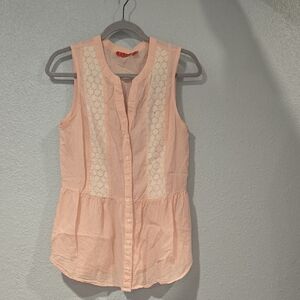 Sleeveless Pink Button-Up Top